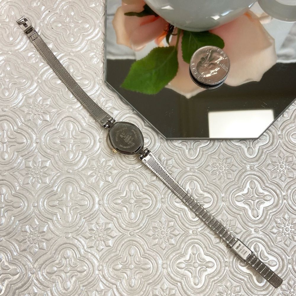 Vintage Sergio Valente Diamond Accented Dial Two-Tone Dainty Dress Watch - Picture 10 of 16